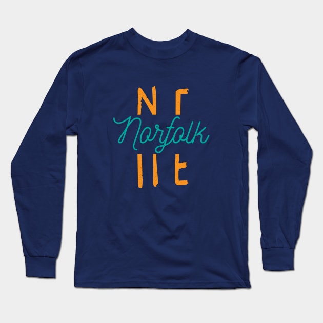 Norfolk NE City Typography Long Sleeve T-Shirt by Commykaze